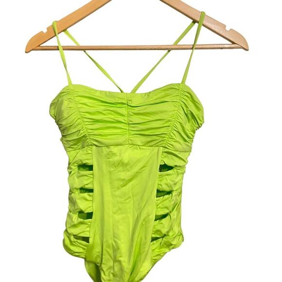 SOLUNA Skies One Piece Shirred Side Swimsuit Lime M - Picture 6 of 10
